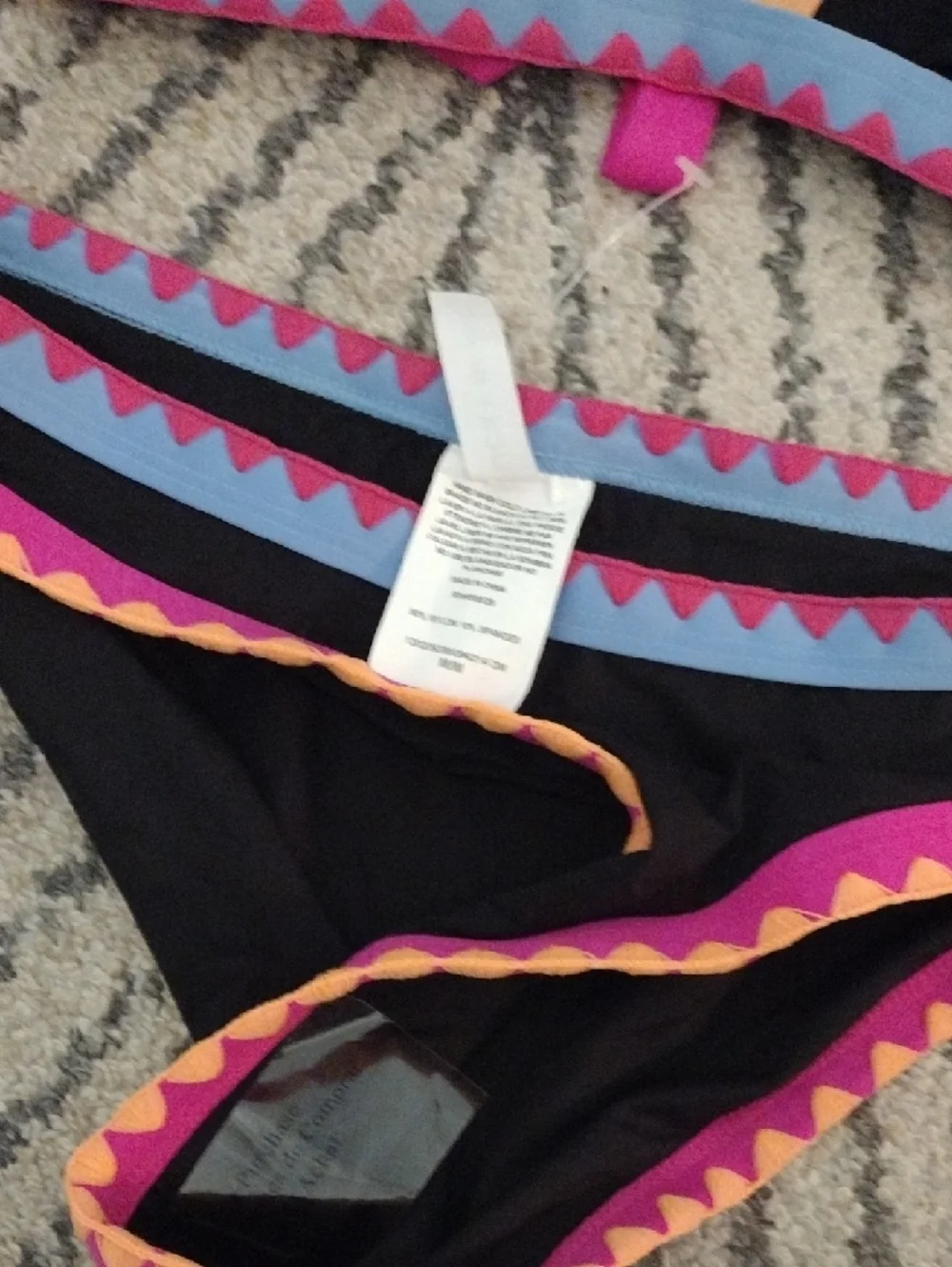 Lucky Brand Black Bikini with Pink, Blue & Orange Trim - Picture 3 of 4